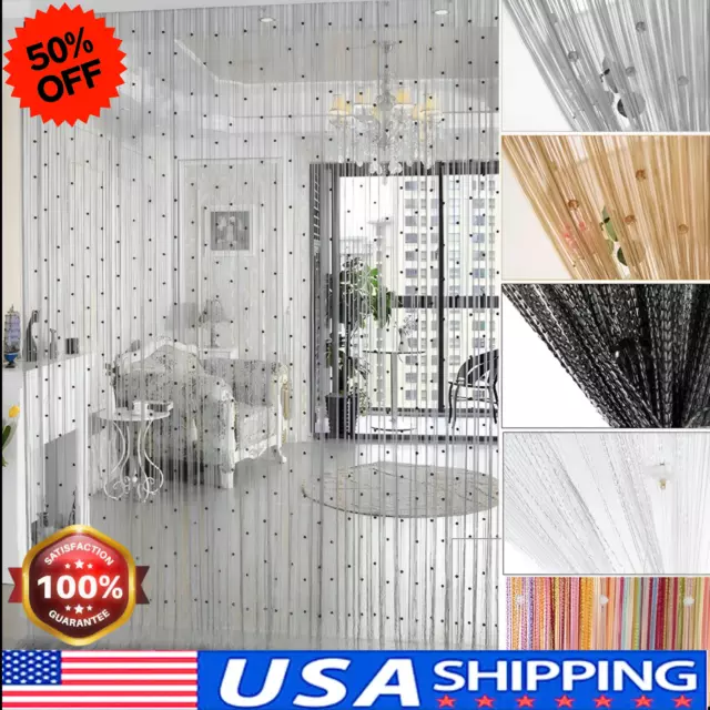 Luxury Curtain Room Divider String Window Door Crystal Fringe Beads Wide Decor