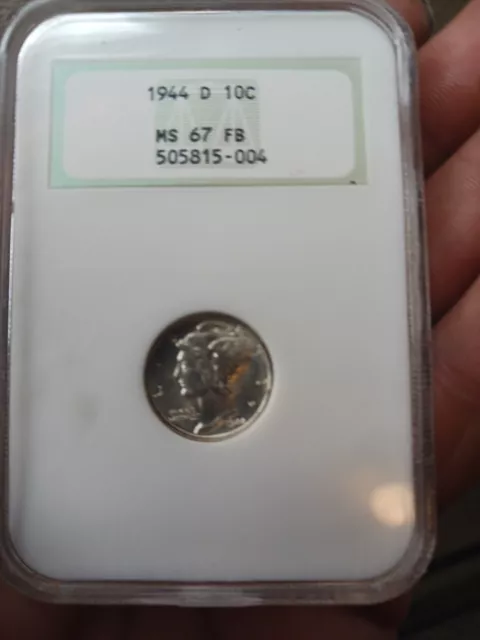 1944-D 10c Mercury Silver Dime - NGC MS 67 FB Early NGC Old Holder