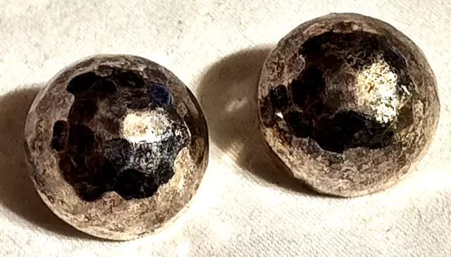 Sterling Silver Clip Earrings Hammered Dome Button VTG 3/4" Marked .925