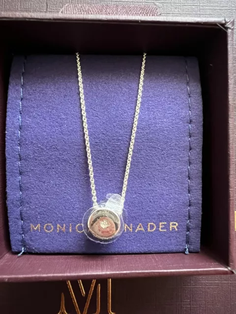 Monica Vinader Linear Solo Diamond Necklace Sterling Silver Brand New❤️🎁🌸