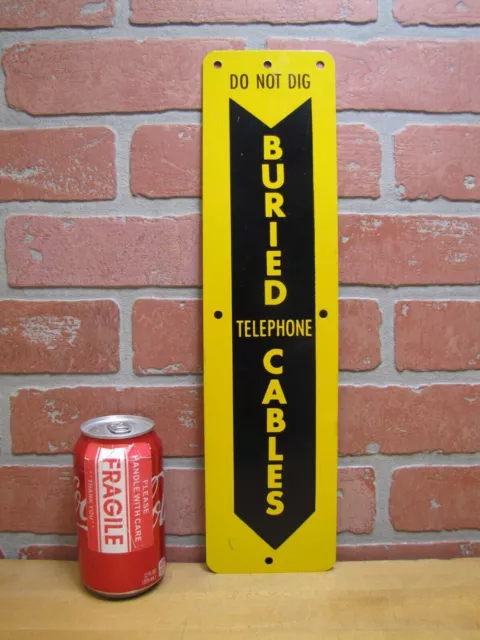 DO NOT DIG BURIED TELEPHONE CABLES Double Sided Metal Vintage Safety Ad Sign 3