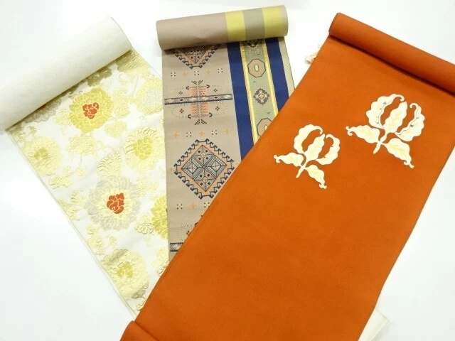44569# Japanese Kimono / Bolt For  Nagoya Obi / Set Of 3