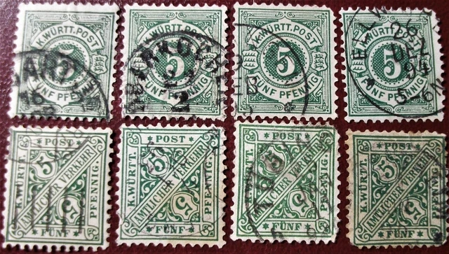 Service marks Württemberg official transport 5 pfennig gest.