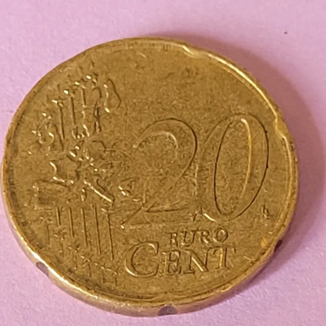 20 Cent Euro Münze Deutschland 2002 F mit Fehlprägung / schwache Stempelung