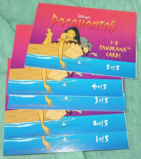 1995 SkyBox Disney Pocahontas 3-D Panorama Cards Trading Cards set of 5