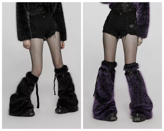 PUNK RAVE Hairy Faux Fur Leg Accessories Solid Color Winter Women Leg Warmer