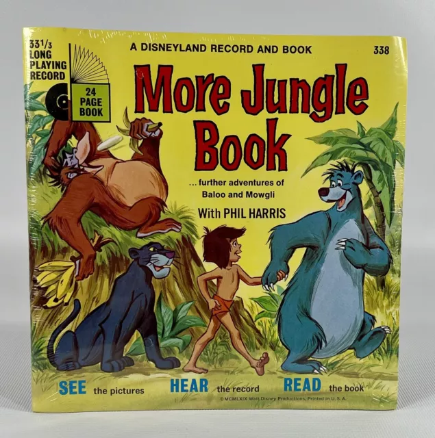 1969 WALT DISNEY SEE,HEAR,READ 33 1/3 rpm MORE JUNGLE BOOK Book and Record #338