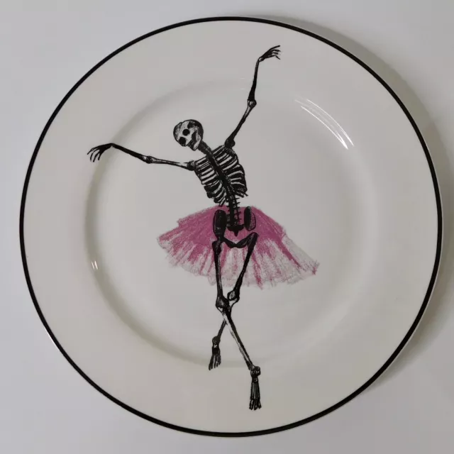 CIROA Wicked Skeleton Ballerina Salad Dessert Plates Porcelain 8” Round Dinner 3