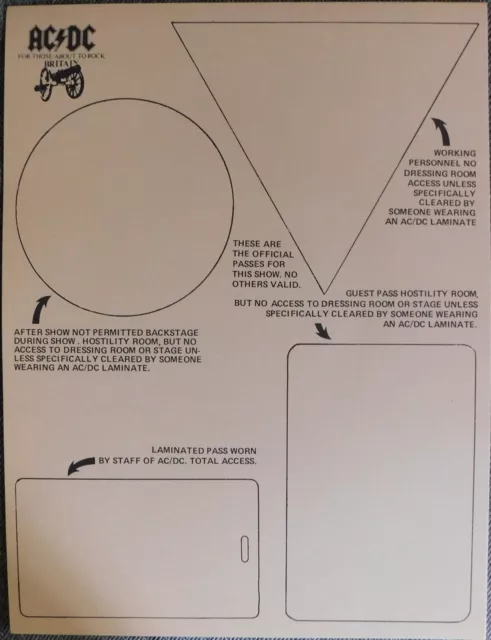 AC/DC Backstage Pass Permission Sheet