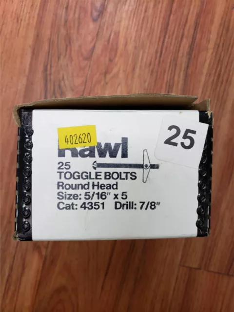 Rawl 4351 5/16 X 5 Powers Round Toggle Bolt Zinc Plated (25 Pieces)
