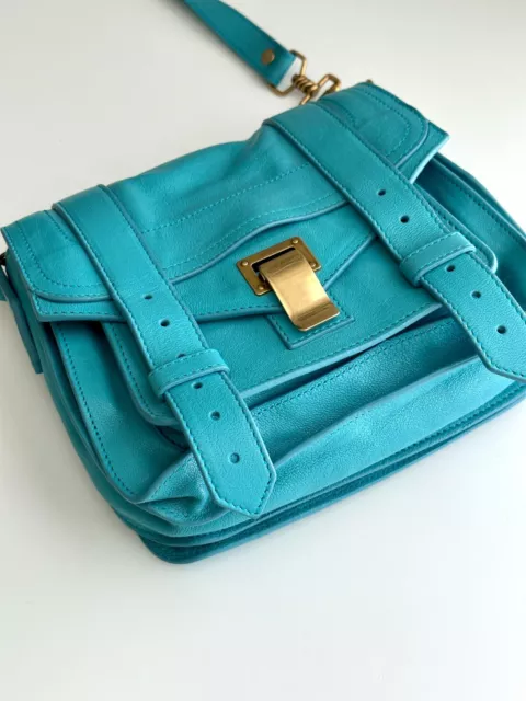 Proenza Schouler Turquoise Leather PS1 Shoulder Pouch Bag Crossbody 3