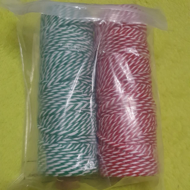 2 Rollen Weihnachtsgeschenk Baumwolle Seil Band Bindfaden Kordel Schnur grün rot Weihnachten