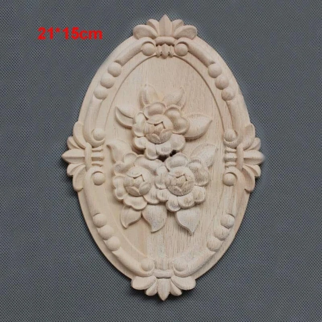 Retro Rund Möbel Schnitzerei Ecke-Holz Verzierung Ornament Fenster Blumen