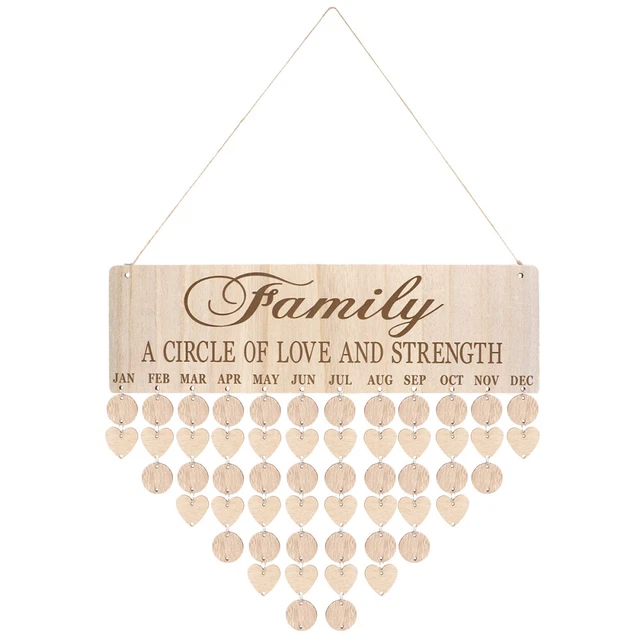 Calendrier D’Anniversaire Mural En Bois – Panneau Familial DIY Avec Étiquettes | Rappel Fêtes Cadeaux - 9