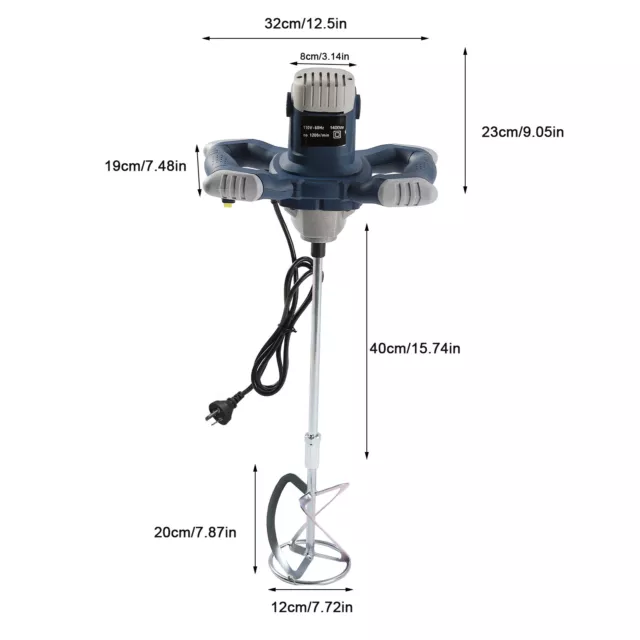 1400W AU Drywall Mortar Mixer Cement Render Paint Tile Concrete Plaster Rotary 3