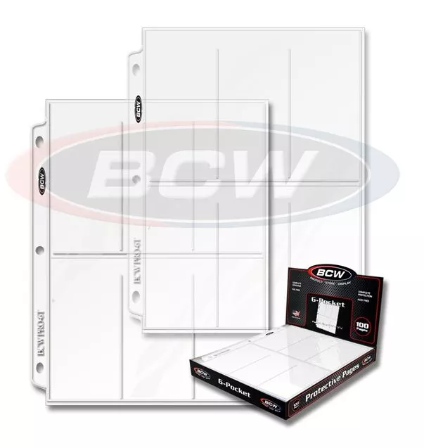 25 sheets 6 pocket BCW Pages 2 1/2 X 5 1/2 Binder Card