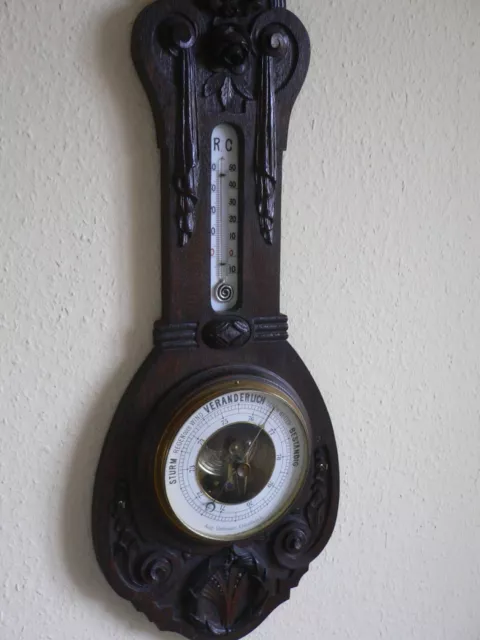 Großes Barometer Thermometer Wetterstation Osnabrück, Jugendstil um 1910 3