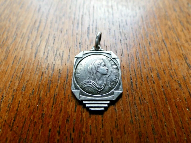 Pendentif Médaille Religieuse En Argent Massif 850/1000 - Sainte Vierge - Ancien - Occasion