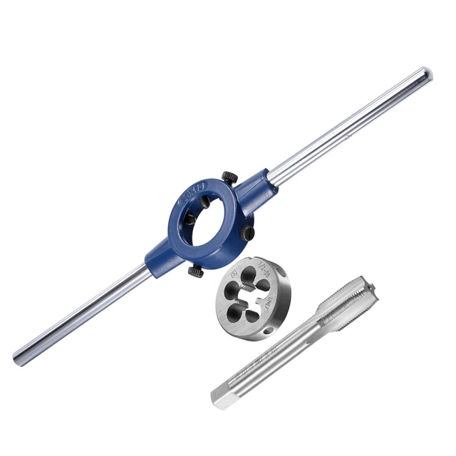 Die Set Handle 1/2-28 UNEF THREAD Tap Round Die Set with 38mm Die Stock Handle Wrench ...