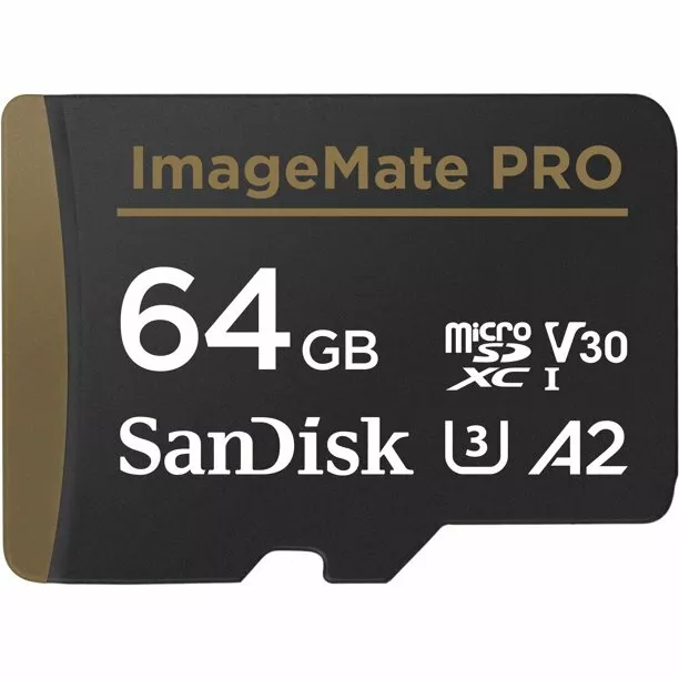 SanDisk 64GB ImageMate PRO microSDXC UHS-1 U3, V30, 4K UHD, A2 for DJI GoPRO