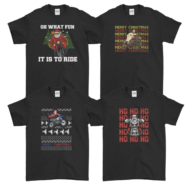 T-shirt Natale Biker Moto Racer ciclo ciclo Natale divertente regalo novità
