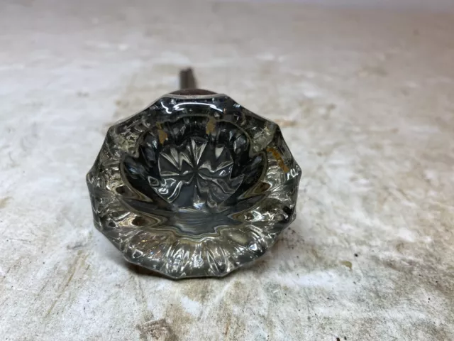 Vintage Crystal Glass 12 Point Door Knob W/ Spindle
