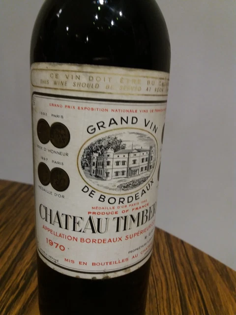 Ancienne Bouteille De Vin De Bordeaux 1970 Château Timberlay