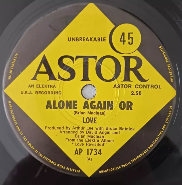 Love – Alone Again Or / Good Times - OZ 1970 Astor 7" 45 Single - Rare Psych