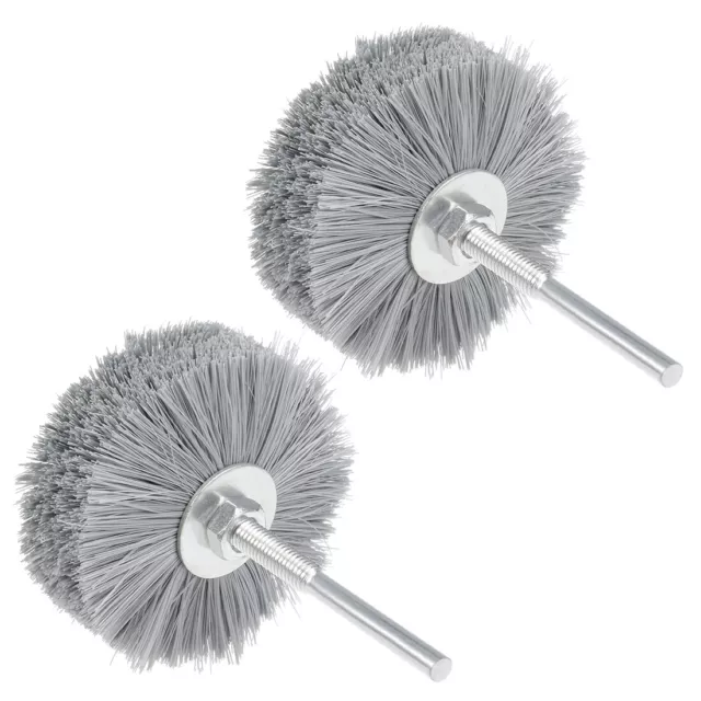 Nylon Wheel Brush 800 Grits Abrasive Grinding Head with 6mm Threaded Shank 2 Pcs