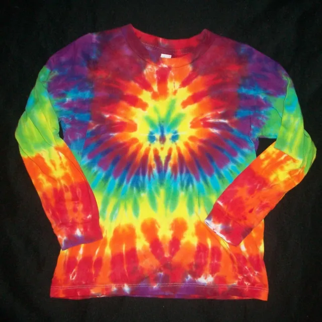 Organic Tie Dye Child Long Sleeve T-Shirt 6 Rainbow Sunburst Hippie Kid Tye Dyed