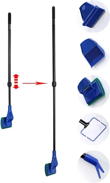 5 in 1 Aquarium/Fish Tank Cleaning Kit/Tool, Algae Scraper, Fish Net, Sponge, Pl