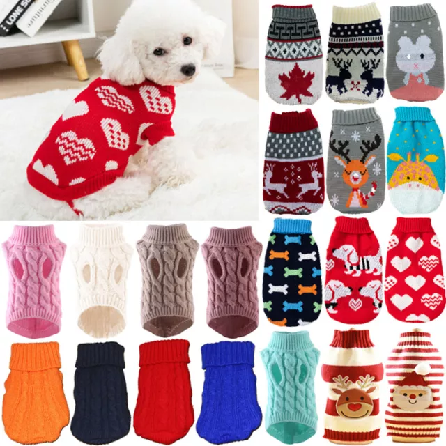 Small Dog Coat Puppy Knitted Sweater Thermal Jumper Winter Cat Warm Pet Clothes