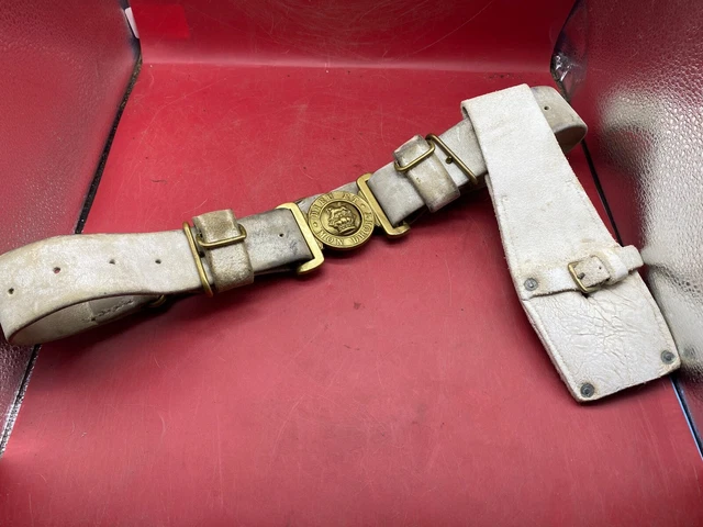 ORIGINAL BRITISH ARMY Boer War Slade Wallace White Buff Leather Belt ORIGINAL BRITISH ARMY Boer War Slade Wallace White Buff Leather Belt
