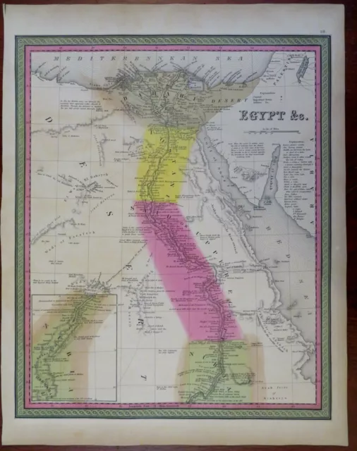 Egypt Nile Delta Cairo Alexandria Nubia Red Sea 1848 Cowperthwait Mitchell map