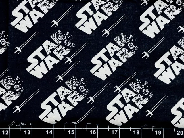 Tina Scrap Disney Star Wars Logo Words Black & White FABRIC 9"x21" COTTON