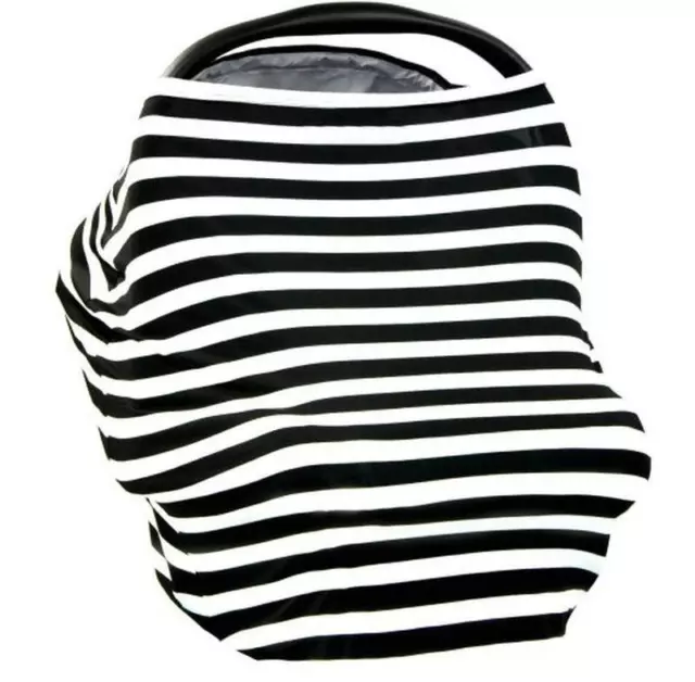 Multi Use Baby Nursing Scarf, Car Seat Canopy Cover- Black stripes