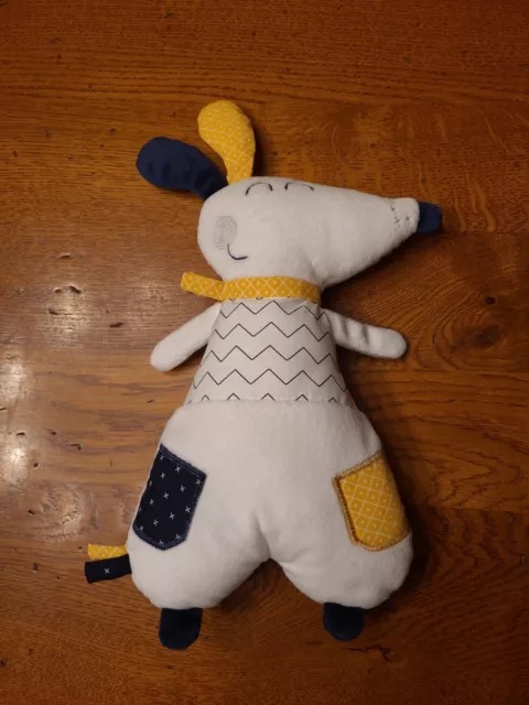 Doudou Peluche Sauthon Chien Blanc Bleu Jaune  Hello État Neuf Pas Servi