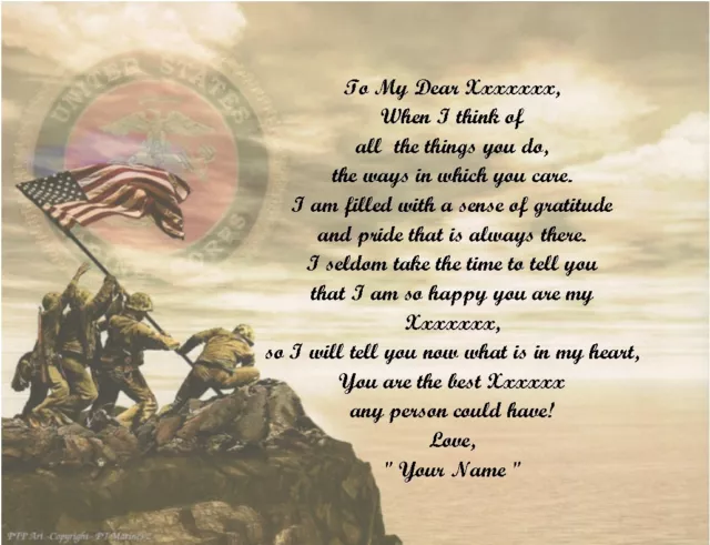 Marine Personalized Poem Gift 4 Father's Day, Mother's Day, Christmas, Birthday