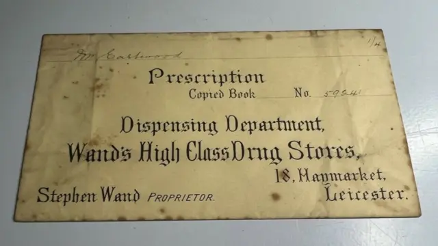 Antique Prescription Envelope  Wands High Class Drug Stores Haymarket Leicester