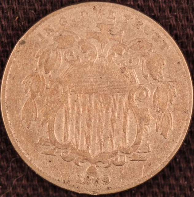 1869 5C Shield Nickel - Great Type Coin