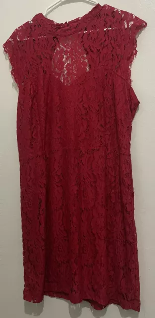 Attention Womens Shirt Dress Size XXL Red  Lace Sleeveless Dress NWT