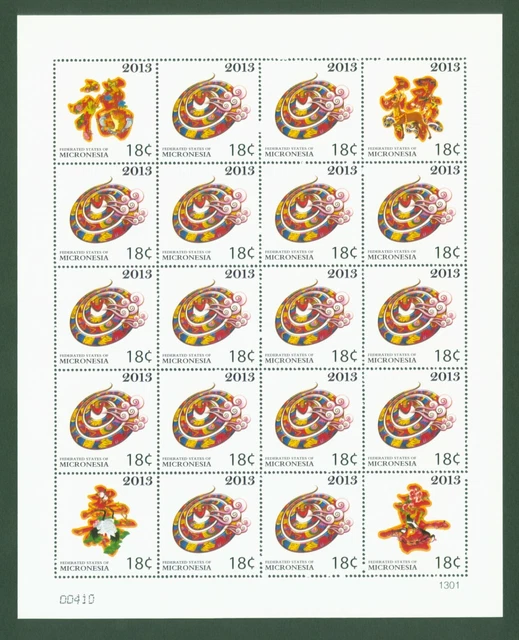 Mikronesien Micronesia 2012 - Jahr der Schlange (2013) Neujahr Zodiac 2385-89 KB