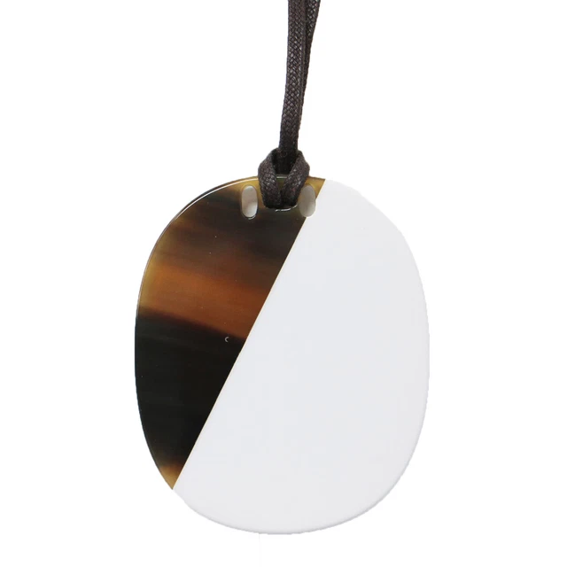 Hermes Necklace Pendant Brown White Buffalo Horn Lacquer Advanced Accessories Ad