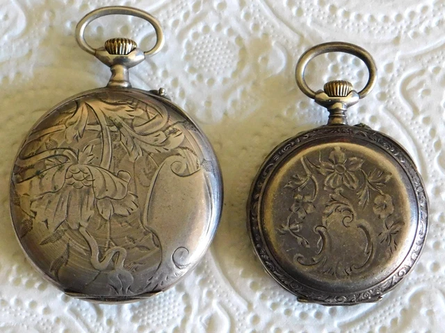 Lot De 5 Montres à Gousset Anciennes - 4 En Argent Massif (poinçon Crabe), Dont Une 8 Rubis - Occasion