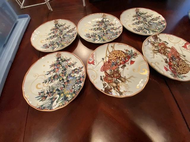 1 Williams Sonoma Twas the Night Before Christmas SANTA SLEIGH Salad Plate 8.25"