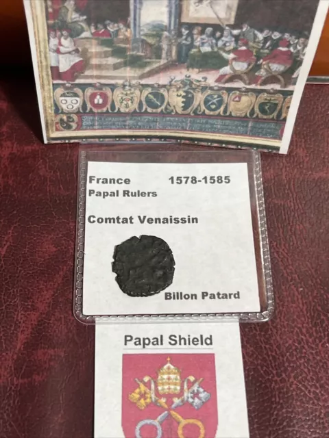 Papal Rulers. France Comtat Venaissin 1578-1585 Billon Patard Avignon 17mm M1427