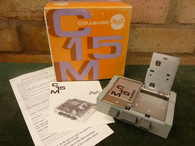 Película empalmadora de cámara de cine vintage Arguet C15M 8 mm y tamaño Super 8 en caja