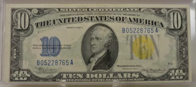 CU 1934A $10 ten dollar silver certificate North Africa emergency B05228765A