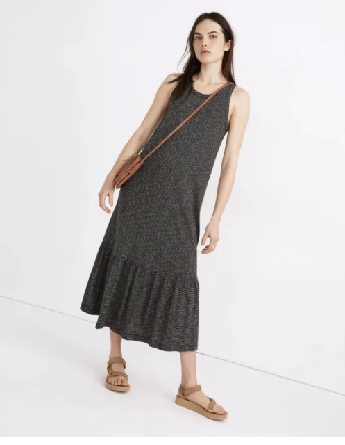 Madewell Womens Dress Size M Knit Tank Ruffle Hem Maxi in Stripe MC979