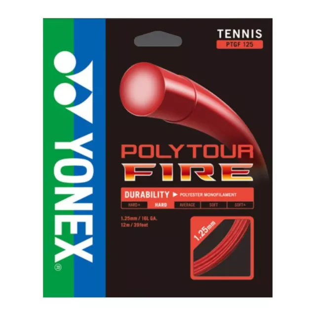 (0,91€/m) Yonex Poly Tour Fire 125 Tennissaiten Tennis 12 m